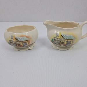 Vintage English Ware Lancaster Ltd Hanley England Cream Sugar Set Posy‎ Shop